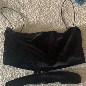 tiger mist black velvet cropped top